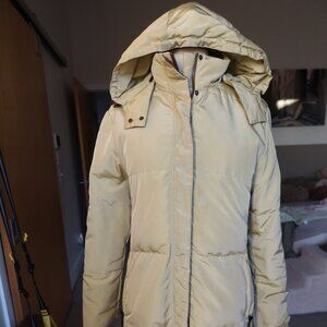 $1200 Max Mara Weekend reversible puffer coat tan/brown removable hood sz 6